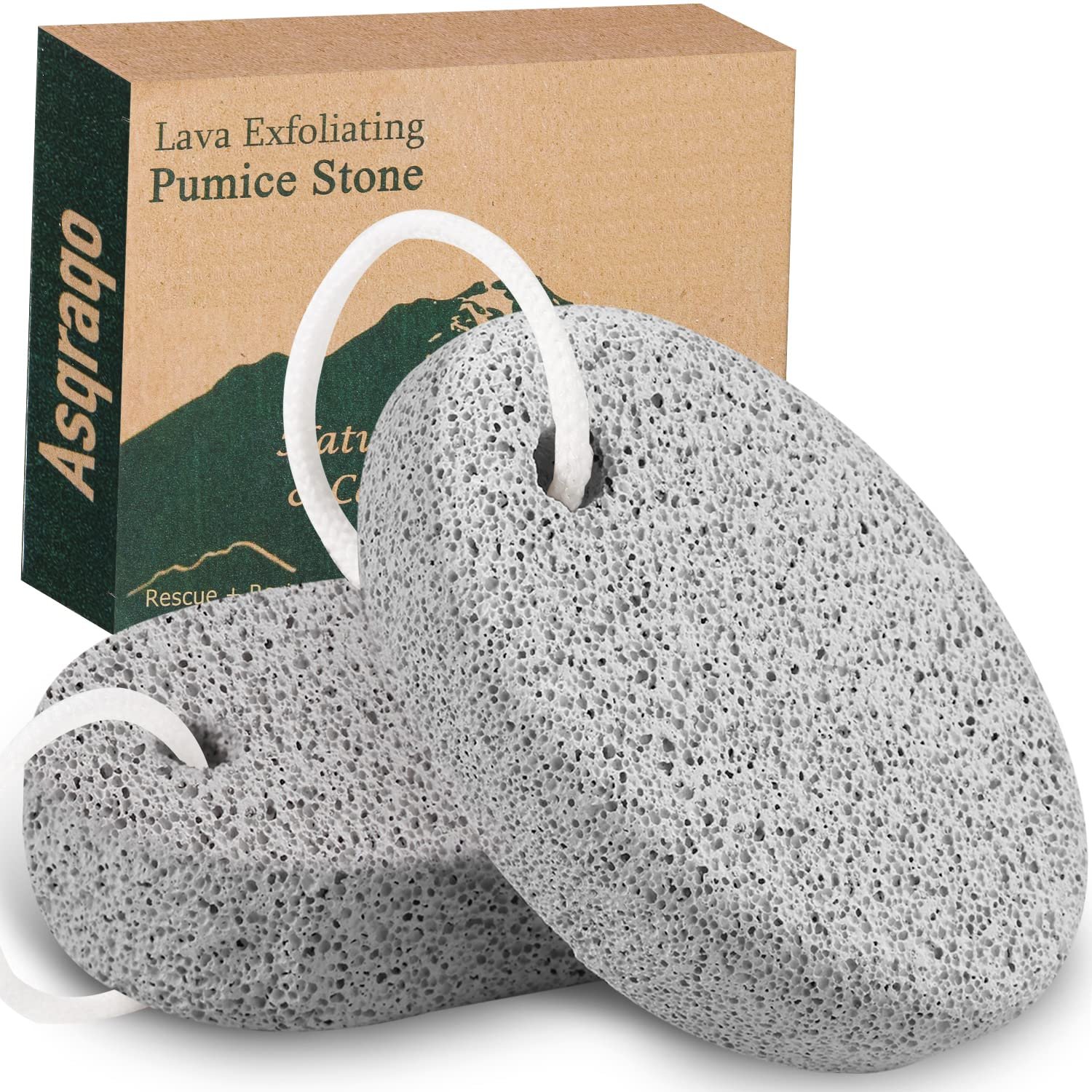 2PCS Natural Pumice Stone for Feet – Asqraqo Lava Pedicure Tools Hard Skin Callus Remover for Feet and Hands – Natural Foot File Exfoliation to Remove Dead Skin, and Callusess