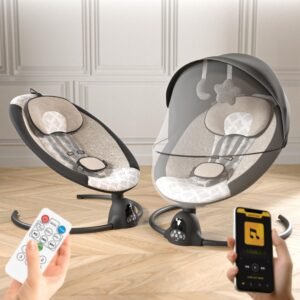 BAYBEE Electric Baby Swing Cradle for New Born Baby | Rocker for Babies with Adjustable Speed & Safety Belt | Automatic Swing Cradle with Mosquito Net, Music & Toys for Infant Boys Girls (Black)