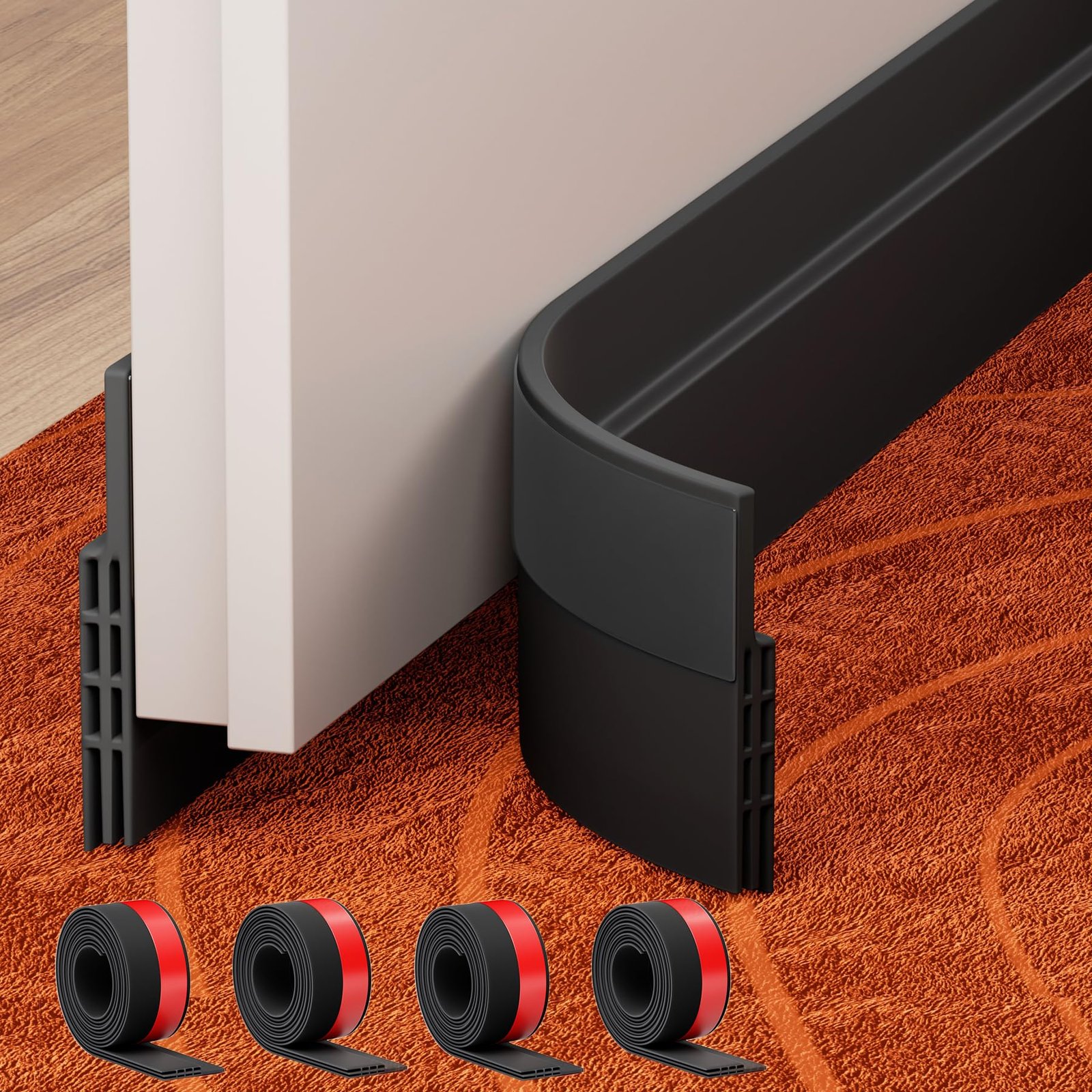 GroTheory 4 Pack Underdoor Draft Stoppers Home Improvement Weather Stripping Door Seal Garage Door Sweep Garage Window Blocker Insulation