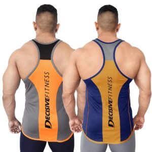 DECISIVE Fitness Designer Gym Stringer Vest, Gym Vest, Racer Y Back, Sports Tank Tops, Sando for Men