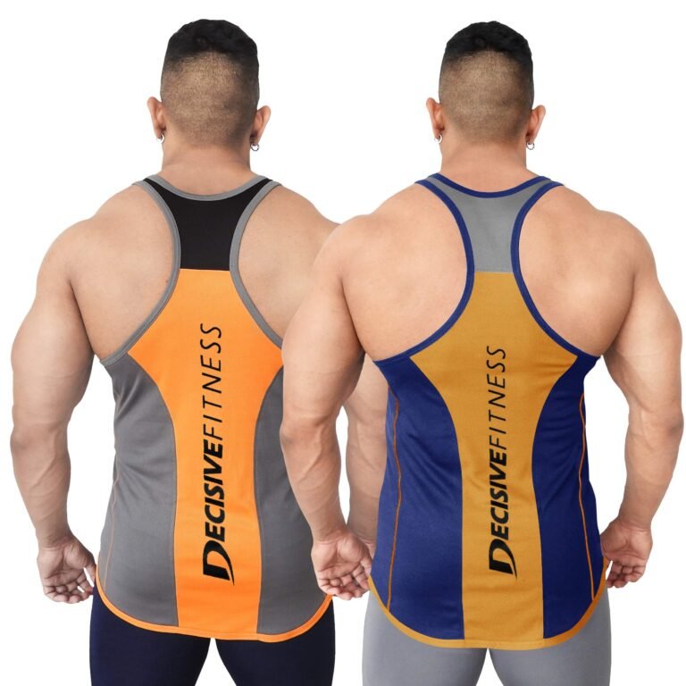DECISIVE Fitness Designer Gym Stringer Vest, Gym Vest, Racer Y Back, Sports Tank Tops, Sando for Men