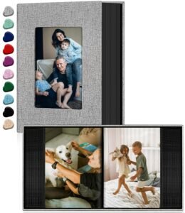 Photo Album 4×6,Linen Cover Slide-in Photo Album Book Can Holds 100 4×6 Photos with 50 Black Sheets for Family,Wedding,Baby and Holiday Pictures (Gray)