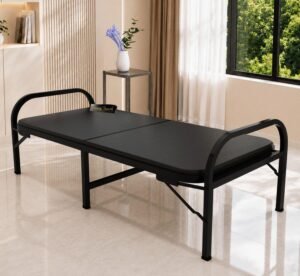 Honey Touch Atlas Essential Single Folding Bed for Sleeping with Mattress | No Assembly Required | Foldable Bed for Sleeping/Guests/Rented Apartments/Bedroom (3ft x 6ft, Black)