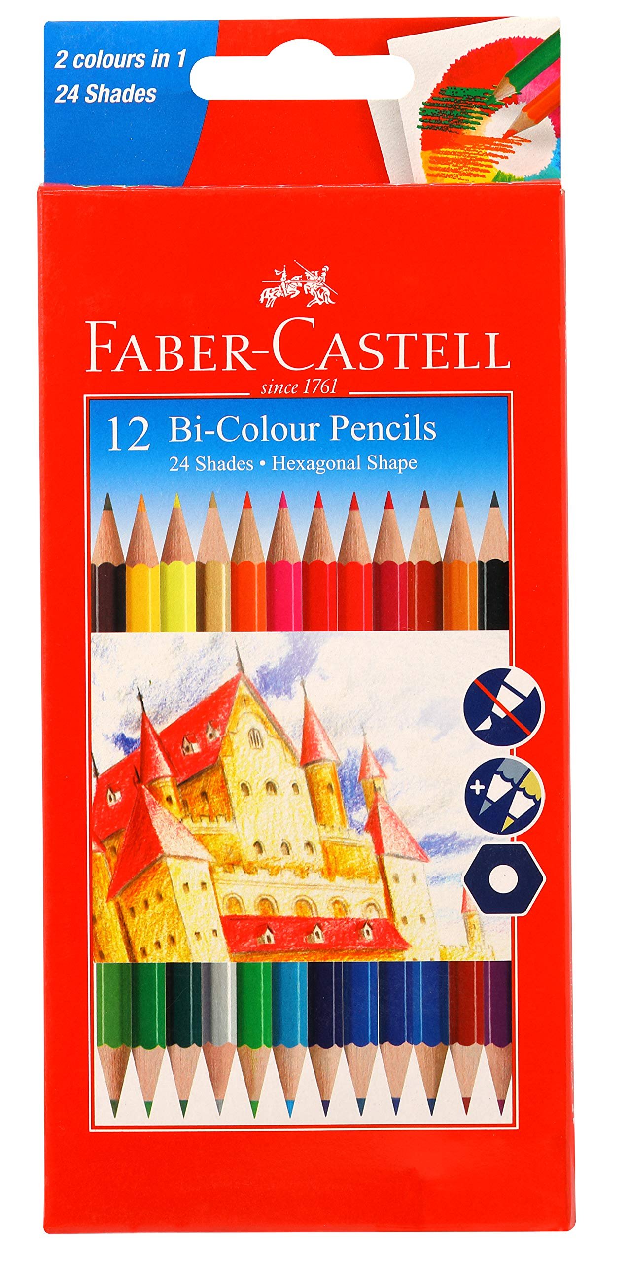 Faber-Castell Bi-Color Pencil Set – Pack of 12 (Assorted)