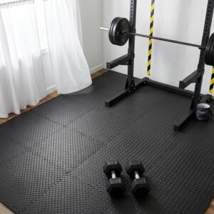 Amazon Basics EVA Foam Interlocking Puzzle Exercise Mat | 20 mm Extra Thick Cushioned Flooring | Set of 6 Tiles | Anti-Slip Surface | Heavy-Duty EVA Foam | Enhanced Floor Protection for Home Gym & Fitness Areas | Black