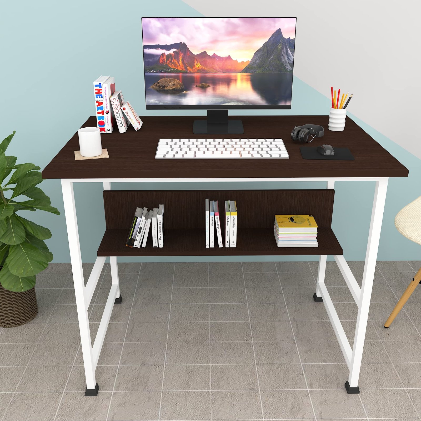 Table Study Computer Office Table for Adults 【L90xW60cm】 Computer Table for Home,Work Office Desk,pc Desktop Table,Wooden Table for Office Work with Smooth Edges and Round Corner (White)