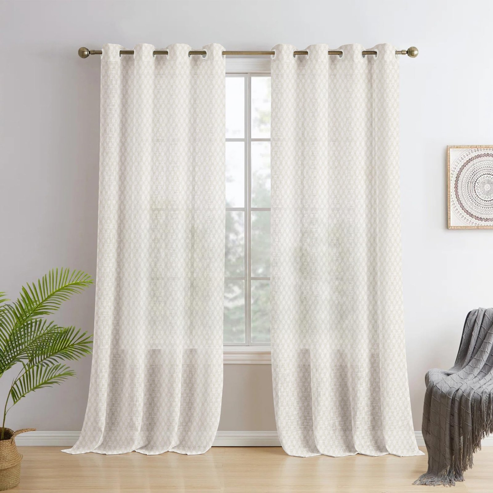Story@Home Sheer Window Curtains 5 Feet Set of 2 for Living Room Off White