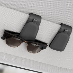Sotfamily Sunglass Holder for Car Visor, Suede Cloth Magnetic Sunglass Organizer for Car Accessories, 2 Packs, Black (Black)