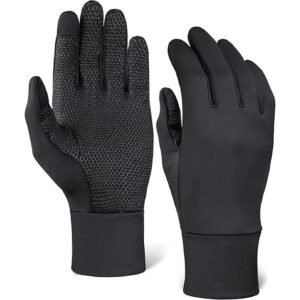 Running Sports Gloves – Touchscreen Compatible – Thermal Glove Liners Designed for Running, Cycling, Texting, Driving – 90% Nylon 10% Spandex Reinforced Blend with Super Grippy Palm – Fits Men & Women