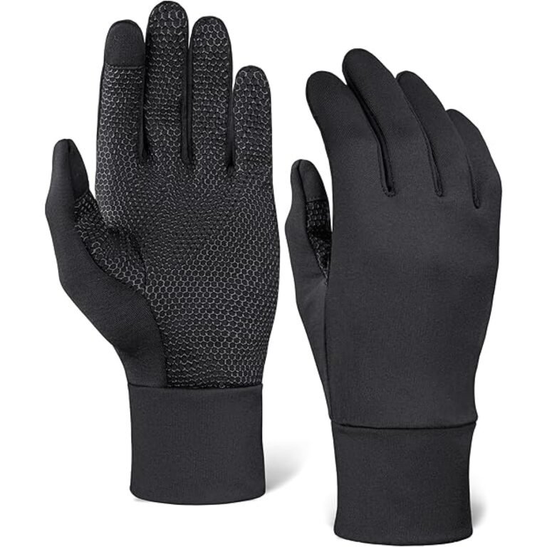 Running Sports Gloves – Touchscreen Compatible – Thermal Glove Liners Designed for Running, Cycling, Texting, Driving – 90% Nylon 10% Spandex Reinforced Blend with Super Grippy Palm – Fits Men & Women