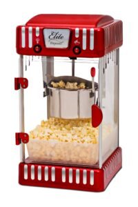 Maxi Matic USA Elite Deluxe EPM-250 2.5 Ounce Classic Tabletop Kettle Popcorn Popper Machine, Retro-Style, Red