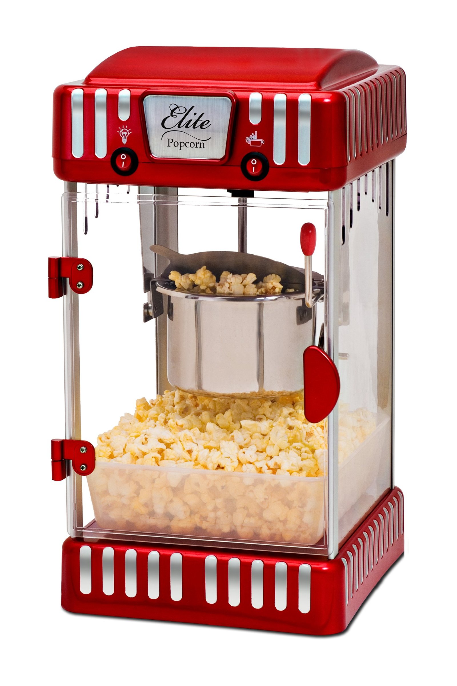 Maxi Matic USA Elite Deluxe EPM-250 2.5 Ounce Classic Tabletop Kettle Popcorn Popper Machine, Retro-Style, Red