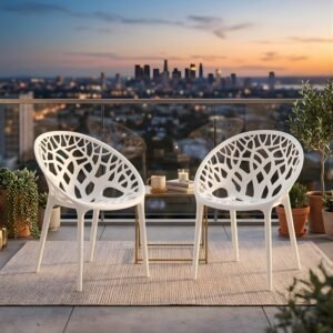 Nilkamal Plastic Chair for Living Room |Set of 2 | 3 Year Warranty | for Home, Living Room, Outdoor | Milky White Colour | CRYSTALPP