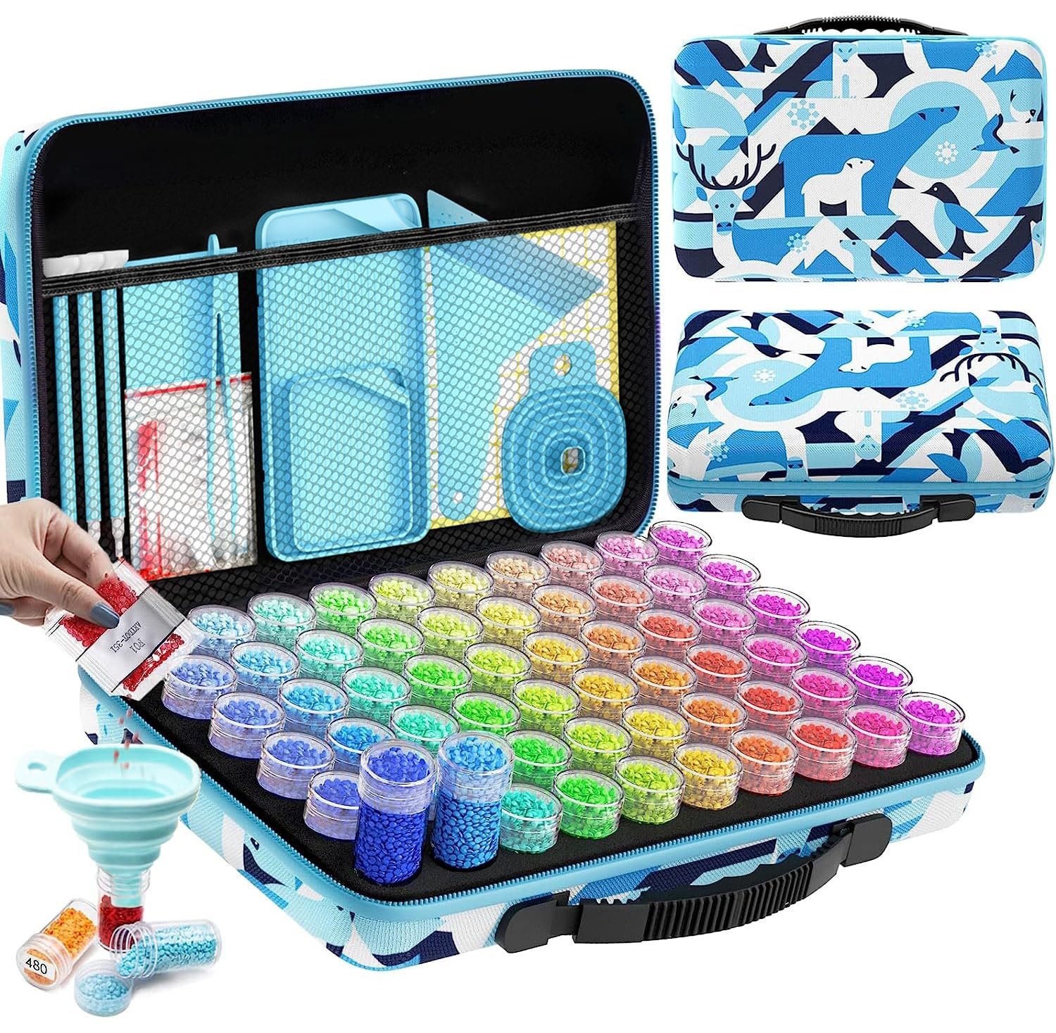 ARTDOT 60 Slots Storage Container for Diamond Art Kits for Adults,Portable Bead Storage Boxes for Diamond Painting Accessories and Tools