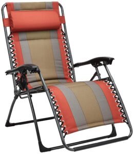 Amazon Basics Outdoor Padded Adjustable Zero Gravity Folding Reclining Lounge Chair with Pillow (Red)