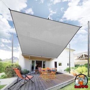 HIPPO Shade Sail with Polyester Band Affordable & Premium 150 GSM Sun Shade UV Block for Outdoor Car Parking (Grey, 9.5FTX5FT)