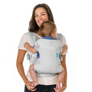 Infantino Flip 4-in-1 Light & Airy Convertible Carrier with Ergonomic seat, Head Support, Shoulder Straps, and Waist Belt 4 Ways to Carry, Can Carry (3.6-14.5 Kgs), Grey