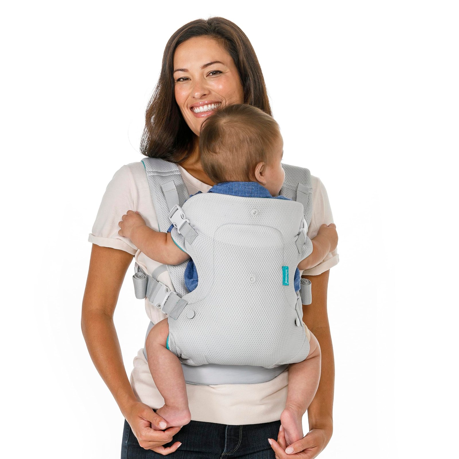 Infantino Flip 4-in-1 Light & Airy Convertible Carrier with Ergonomic seat, Head Support, Shoulder Straps, and Waist Belt 4 Ways to Carry, Can Carry (3.6-14.5 Kgs), Grey
