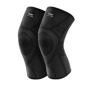 Frido Active Knee Cap Support for Men & Women | Active Compression for Pain Relief & Joint Support | Knee Sleeve for Gym, Running, Jogging, Sports & Workout | Anti-Sweat Knee Brace (1 Pair) Core Black, M