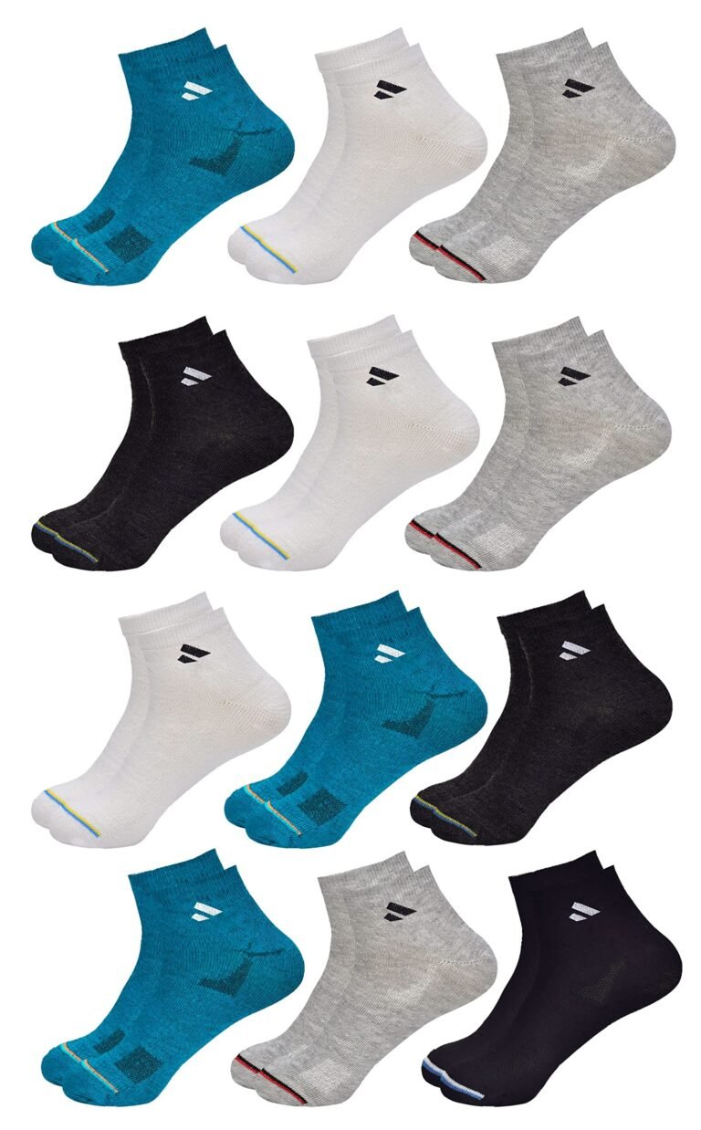 SJeware Men and Women Solid Ankle Length Socks Multicolored (SJW-PLAIN-PACKOF12-B)