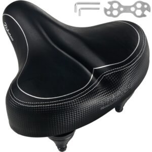 Bikeroo Oversized Comfort Bike Seat Most Comfortable Replacement Bicycle Saddle – Universal Fit For Exercise Bike And Outdoor Bikes Suspension Wide Soft Padded Bike Saddle For Women and Men