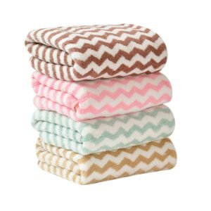 UrbanLeaf Super Soft Microfiber Designer Hand Towels (Multicolours) – 4 Pieces, 400 GSM