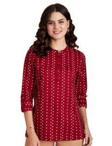 Amazon Brand – Myx Women Printed Regular Cotton Short Kurti (Available in Plus Sizes)