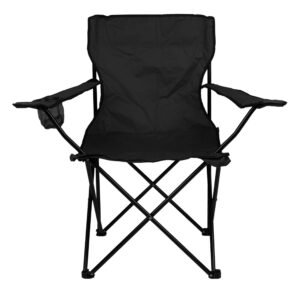 Nexos Fishing Chair Folding Camping Chair with Armrest and Drink Holder Practical Robust Lightweight Black
