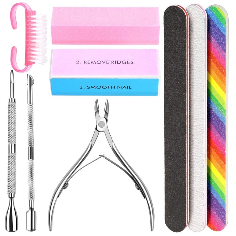 Double Sided Nail File and Buffer Set – 3pcs With Rectangular Buffer, Block Sponge, Brush, Cuticle Nipper and Pusher – Perfect Manicure Tool Kit for Shiny Nails