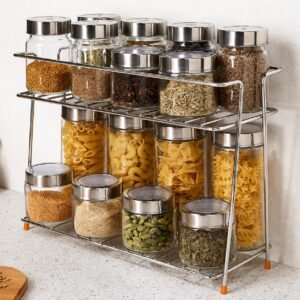 Tabletop Spice Rack For Your Kitchen_Countertop Spice s And Masala Rack 2 -Tiered Shelf And 2 Layer Stainless Steel And Special Countertop Spice Rack-(Pack Of One) (Nhsp)