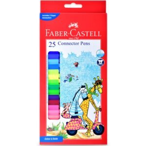 Faber-Castell Connector Pen Set – Pack of 25 | Bright, Washable Colours with Smooth Ink Flow | Snap-On Connector Caps for Creative Play | Non-Toxic & Child-Safe Sketch Pens