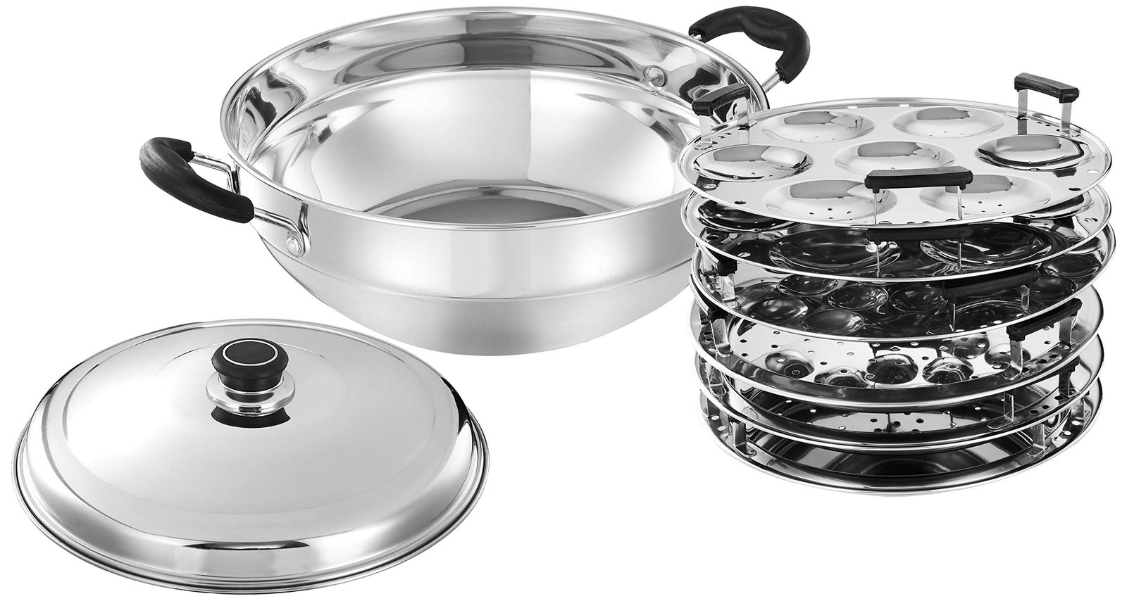 Amazon Brand – Solimo Stainless Steel Induction Bottom Kadhai with 6 Plates | Gas Stove & Induction Compatible | 1 L | Silver