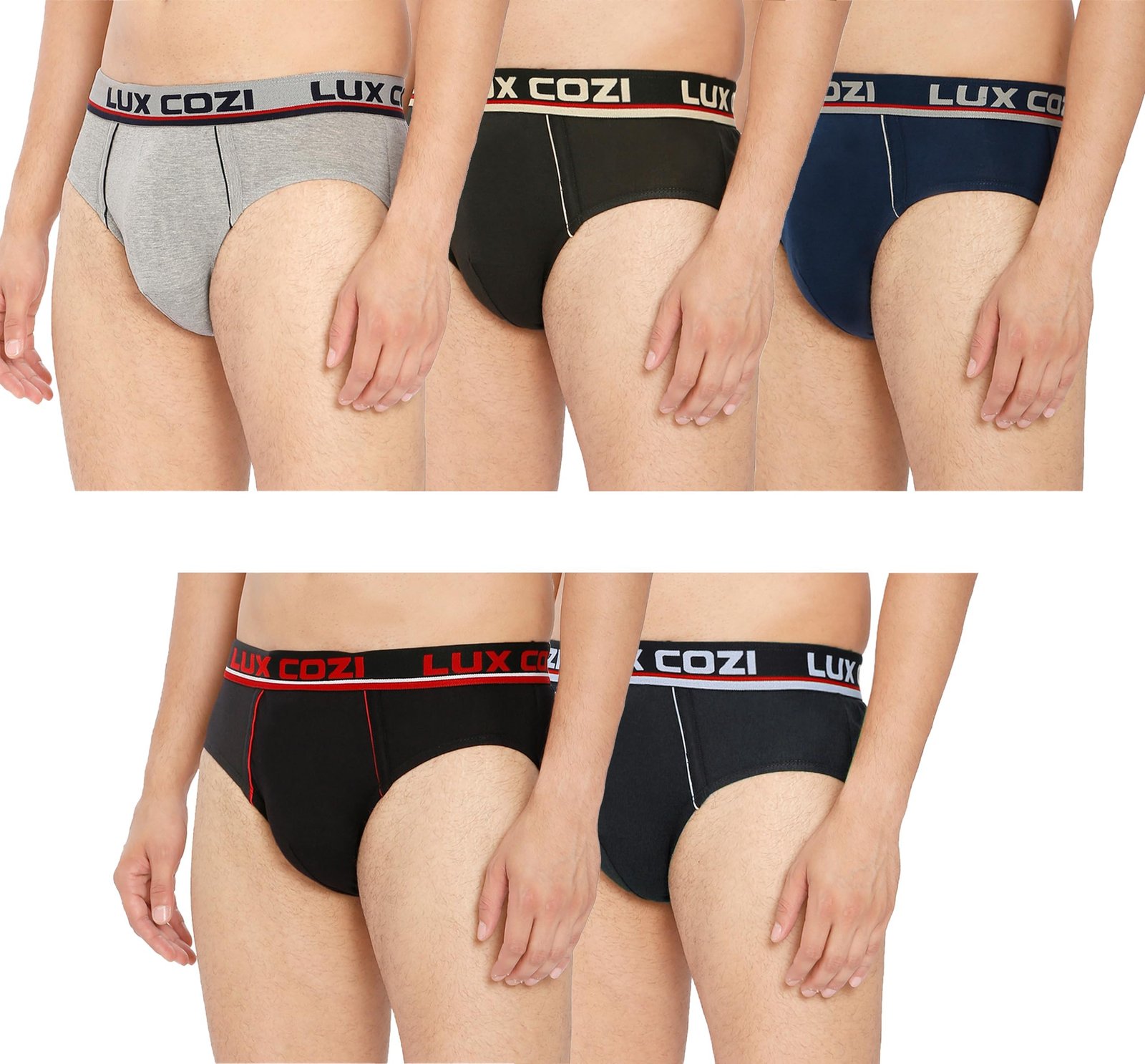 Lux Cozi Men’s Cotton Brief – Soft, Breathable & All-Day Comfort Innerwear (Pack of 5)