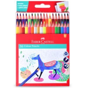 Faber-Castell Triangular Colour Pencil Set – Pack of 36 | Super Soft, Smooth & Child-Safe Colour Pencils | Classic Triangular Grip | Perfect for School and Art Projects