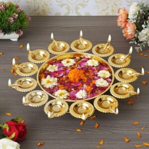Webelkart Diya Shape Flower Decorative Urli Bowl for Home Handcrafted Bowl for Floating Flowers and Tea Light Candles,Office and Table Decor| Diwali Decoration Items