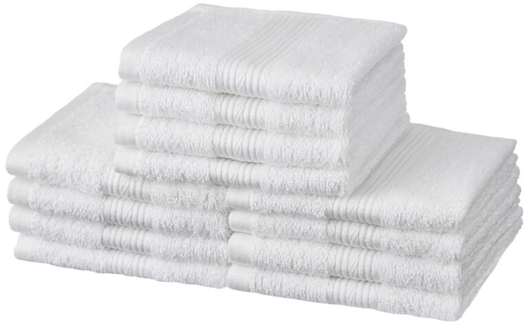 Amazon Brand – Solimo 100% Cotton 12 Piece Face Towel Set, 500 GSM (White)
