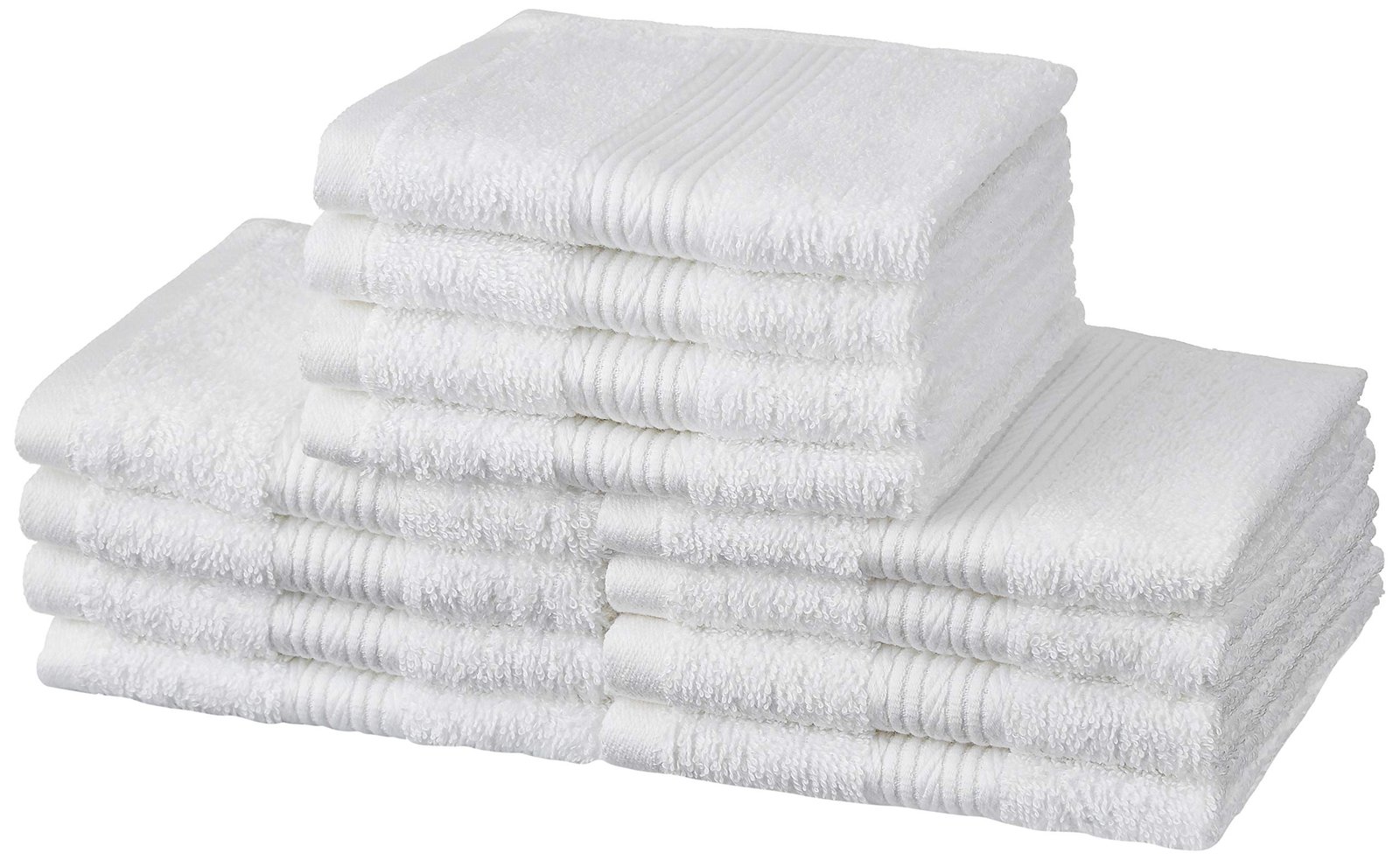 Amazon Brand – Solimo 100% Cotton 12 Piece Face Towel Set, 500 GSM (White)