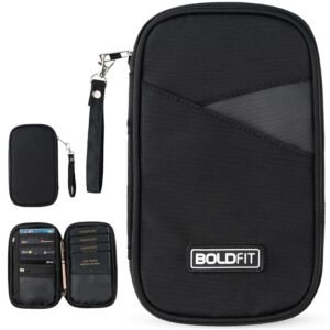 Boldfit Polyester Passport Cover for Men Card Holder for Travel Accessories Passport Holder for Women Passport Holder Cards Passport Organizer Wallet Essentials – Black