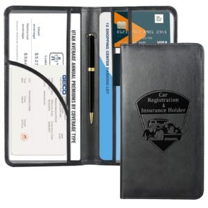 CoBak Car Registration and Insurance Holder, Vehicle Glove Box Car Organizer Men Women Wallet Accessories Case with Magnetic Shut for Cards, Essential Document, Driver License