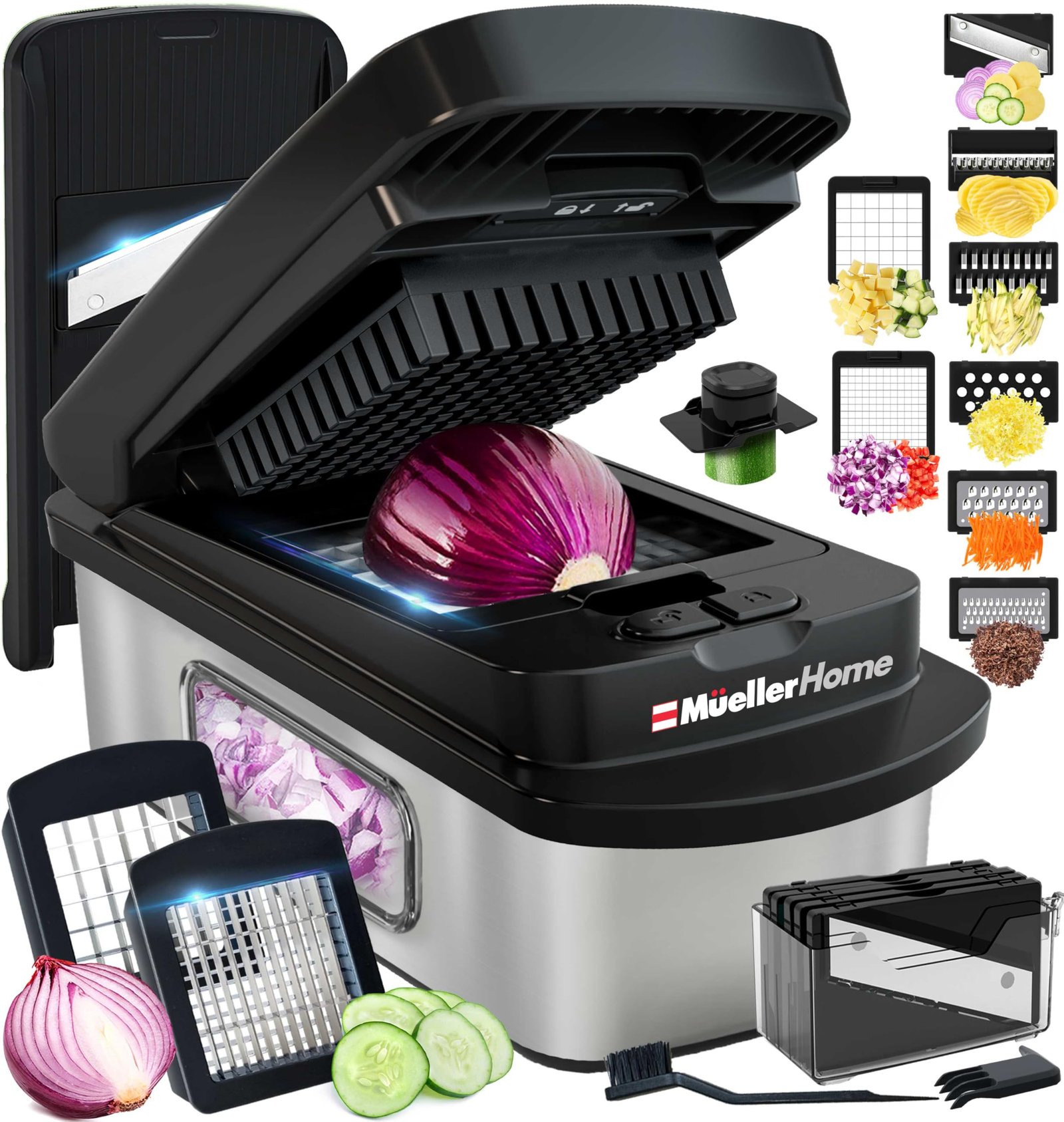 MUELLER HOME Pro-Series 10-in-1 Stainless Steel Multi Vegetable Chopper