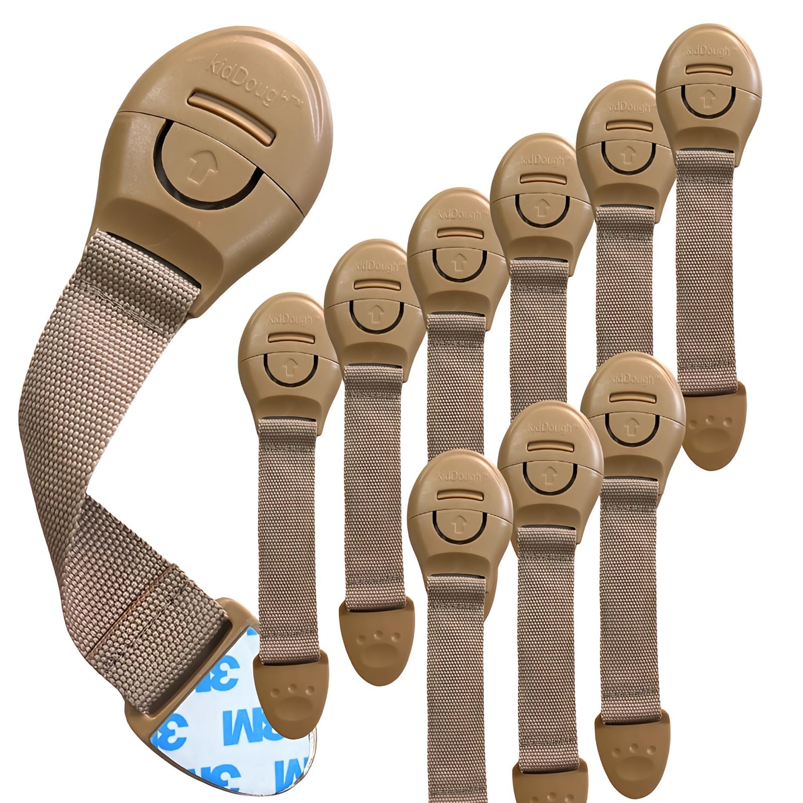 KidDough Furniture Safety Locks for Kids, Child Safety Locks for Drawers, Cabinets, Fridge, Cupboard Lock, Baby Proofing Product, Strong and Adhesive Safety Locks (Beige, 10 Beige Locks)