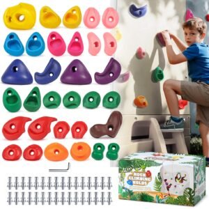 TOPNEW 32 Rock Wall Climbing Holds for Kids