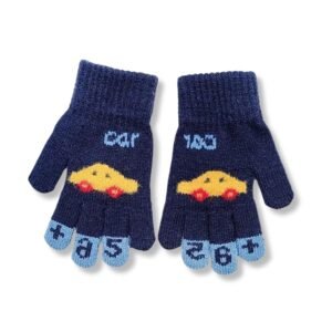Tomorrow Kids Winter Gloves | Warm Faux Wool Thermal Gloves for 3-8 Year Olds | Elastic Knit Gloves with Car Pattern | Ideal for boy and girls