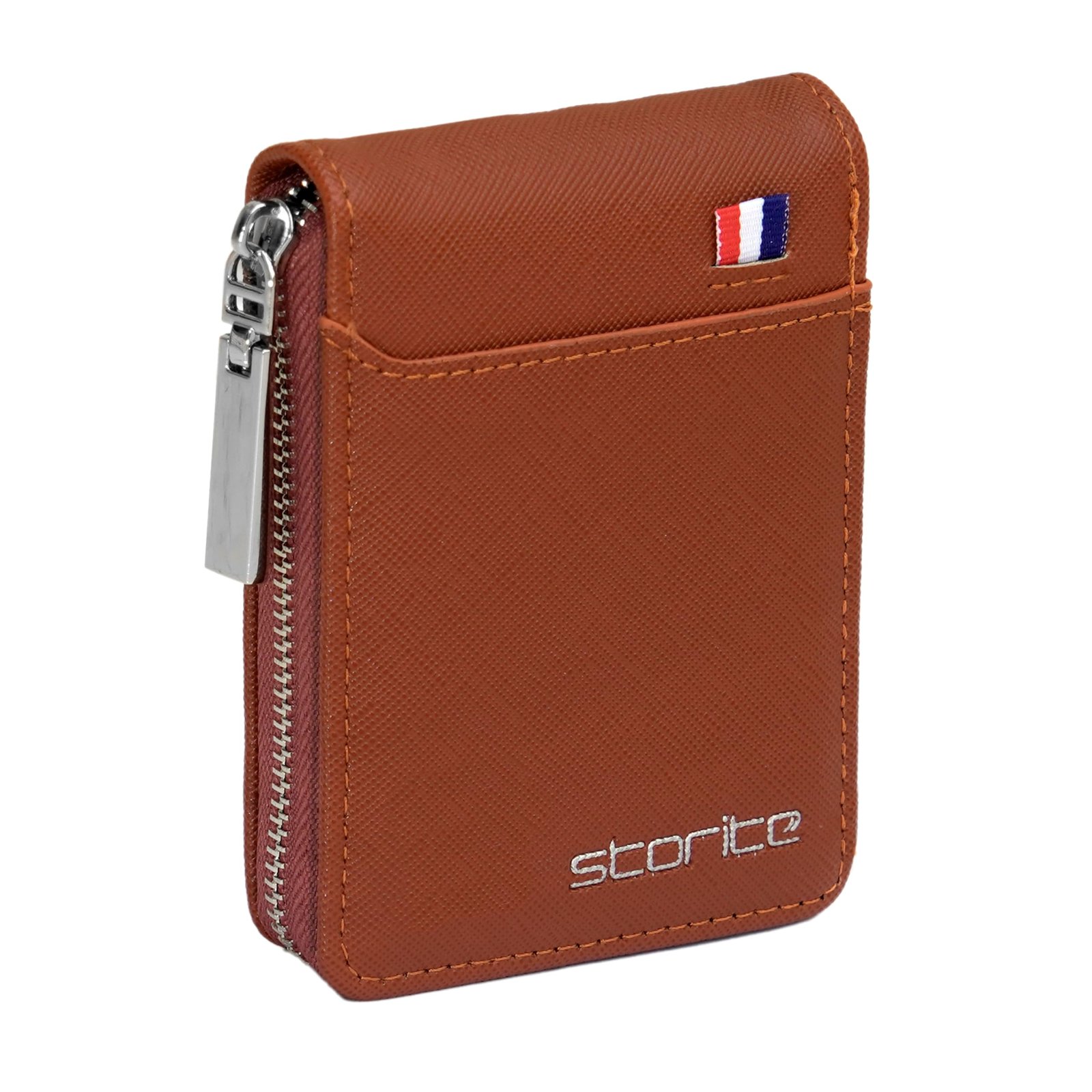 Storite PU Leather Card Holder Money Wallet, Lightbrown, 11.5×1.75x8cm