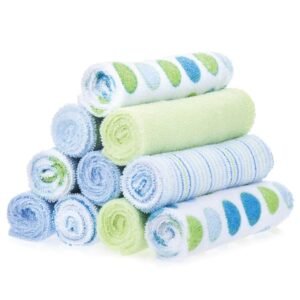 Spasilk 10 Pack Soft Terry Washcloth, Blue
