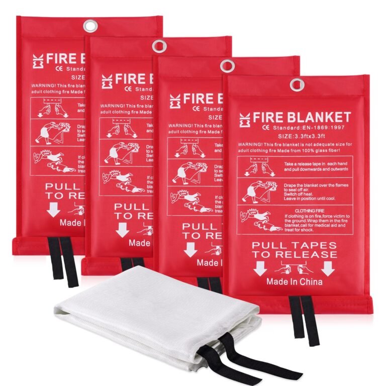 Fire Blanket for Home Emergency Survival – Fiberglass Suspend Fire Flames Suspension Blankets for Home and Kitchen School Grill Garage House Warehouse Safety (4pcs-FireBlankets)