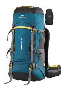 TRAWOC TREKELITE 60L Travel Backpack Hiking Trekking Bag Camping Rucksack for Men & Women with Water Proof Rain Cover/Shoe Compartment MHK004, 3 Year Warranty