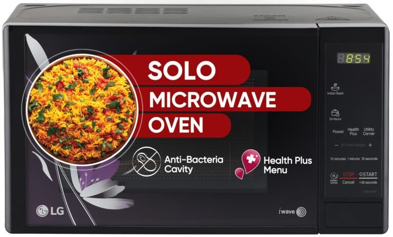 LG 20 L Solo Microwave Oven (MS2043BP, Black, Health plus Menu, I-Wave Technology, Indian Cuisine, Even Reheat & Defrost, Auto Cook Menu, Anti-Bacterial Cavity & Steam Clean)