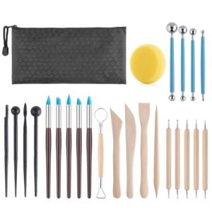 Luney Clay Tools Kit,25 Pcs Polymer Clay Tools,Ceramics Clay Sculpting Tools Kits,Air Dry Clay Tool Set For Adults,Kids,Pottery Craft,Baking,Carving,Drawing,Dotting,Molding,Modeling,Shaping,Black
