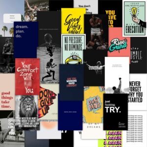 CodersParadise Motivational Wall Collage Kit | 54 Inspirational Posters (4×6 Inch) for Bedroom, Dorm, Office & Living Room Decor | Premium Wall Art with Glue Dots